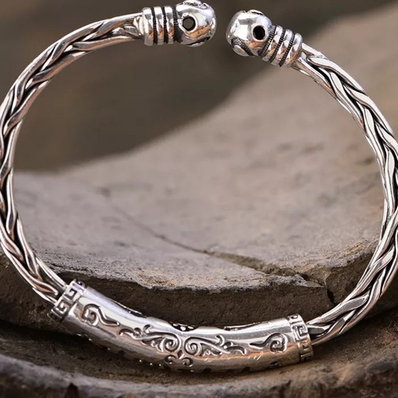 Boutique Other - 999 Etched Pure  Silver Tribal Cuff Bracelet